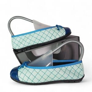 KOKUA Agate Puff Patent Toecap Bow Ballerina Flats Light Blue / Blue Women's 5/3